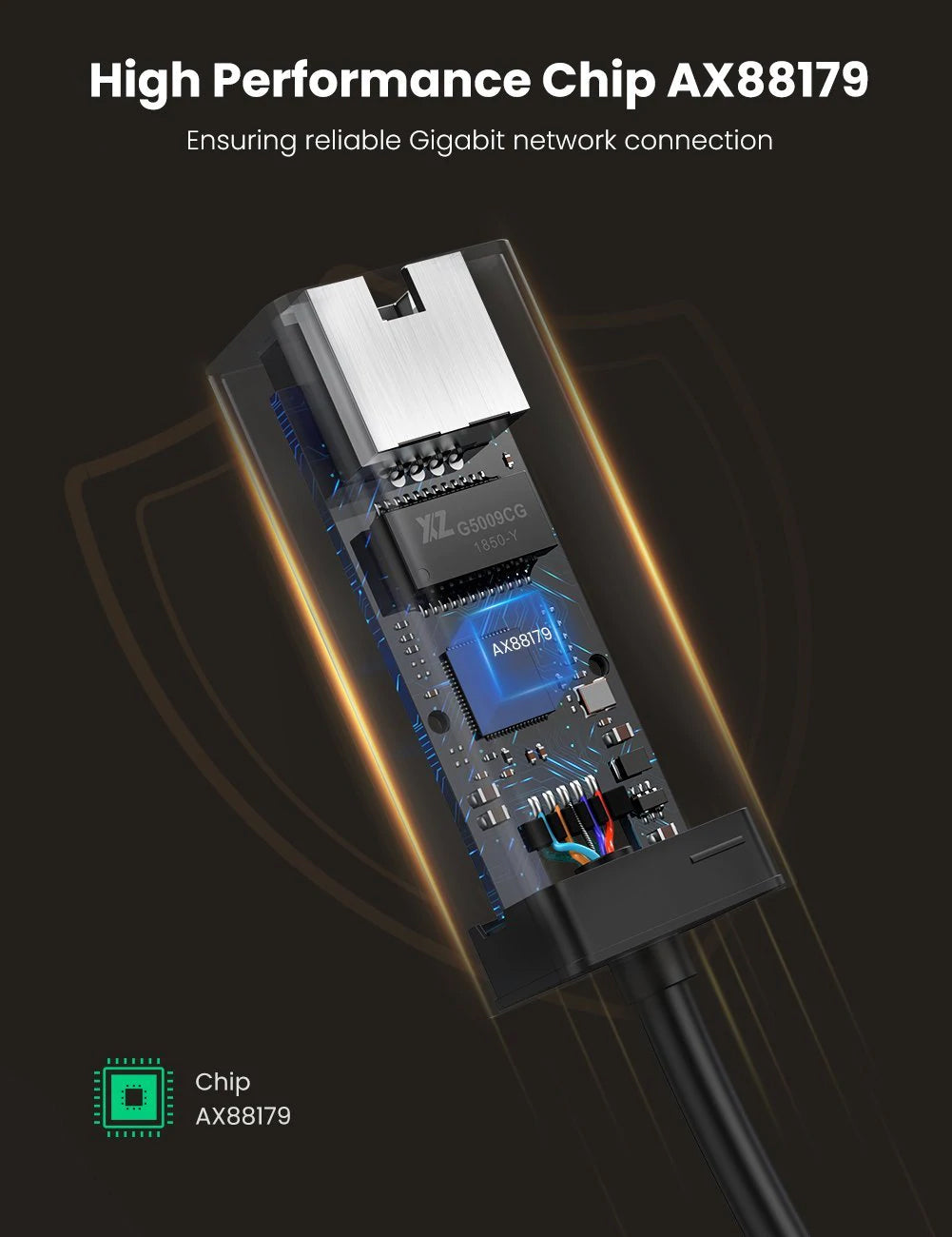 Мрежова карта UGREEN CR111, RJ45, USB 3.0, Черен