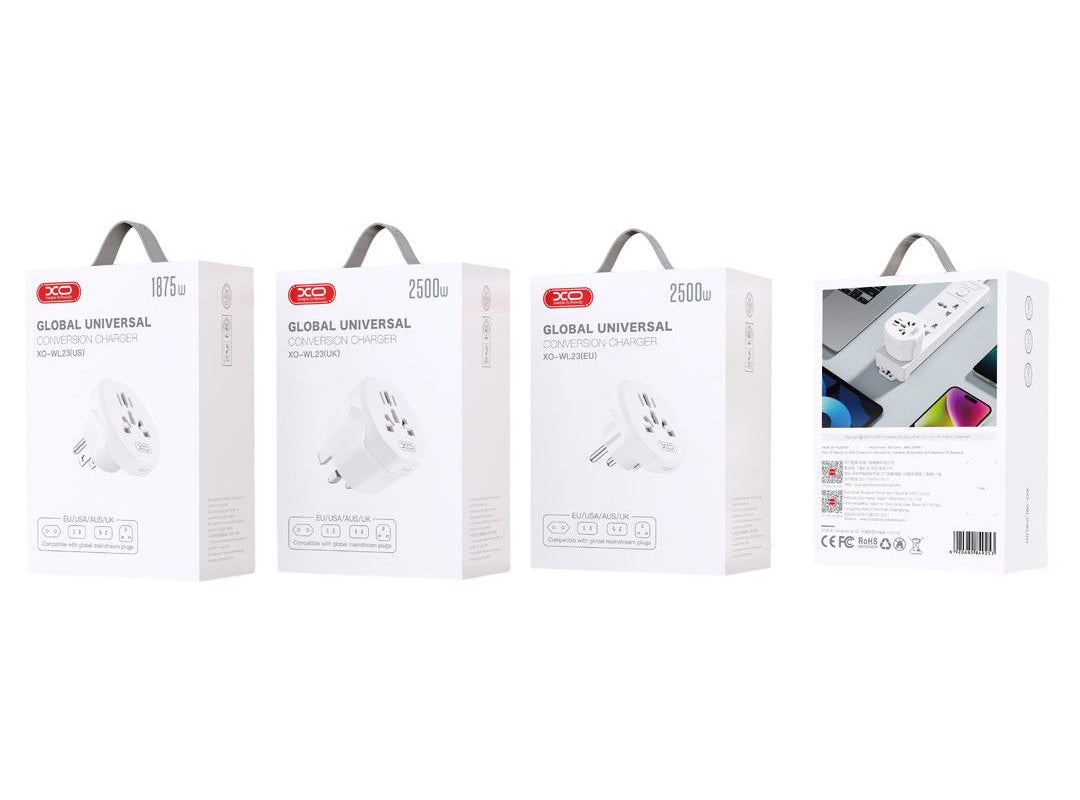 Мрежов адаптер XO Design WL23 US / UK / AU / AU / FI / CN - Европа, бял