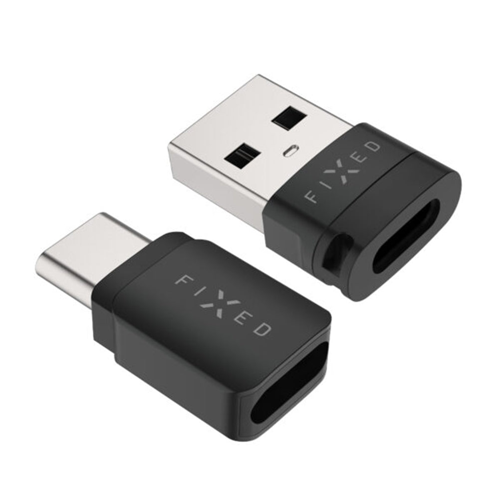 USB адаптер за блокиране на данни Fixed, USB-A / USB-C, 2в1, Черен