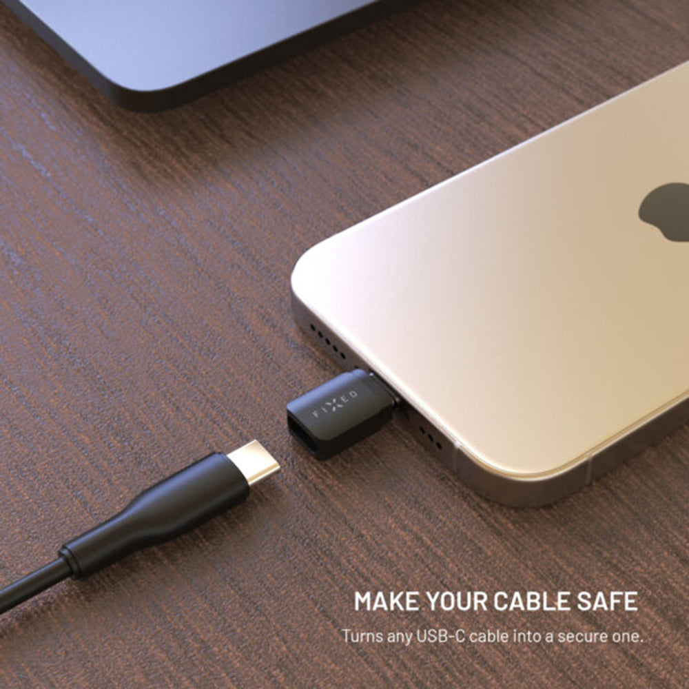 USB адаптер за блокиране на данни Fixed, USB-A / USB-C, 2в1, Черен