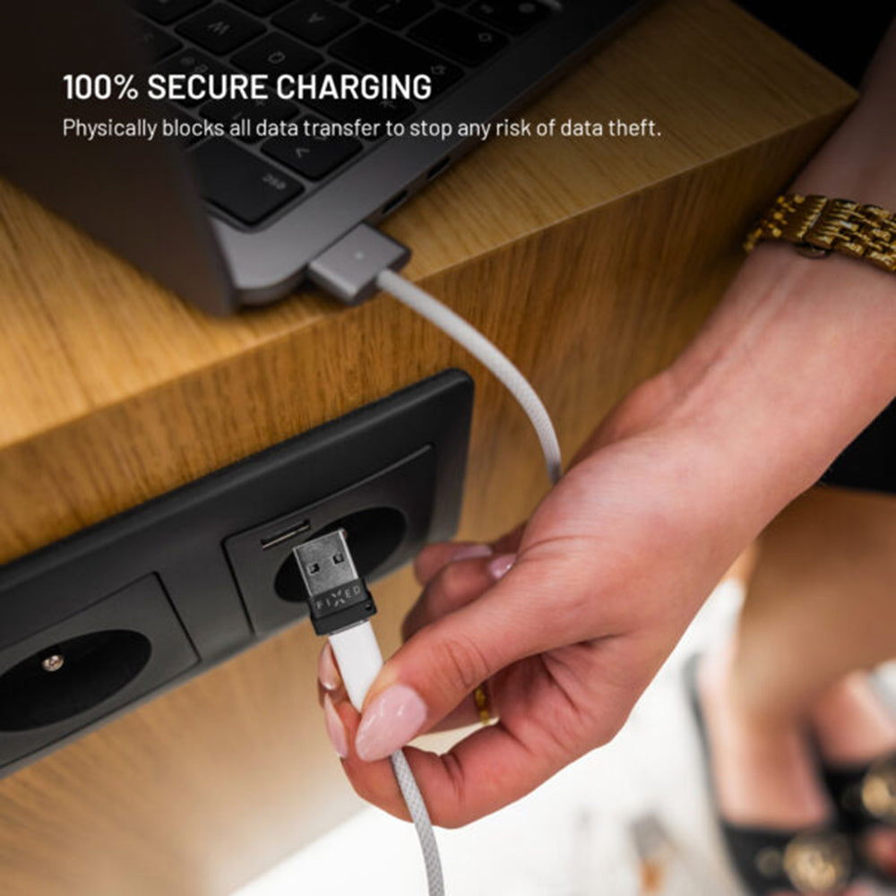 USB адаптер за блокиране на данни Fixed, USB-A / USB-C, 2в1, Черен