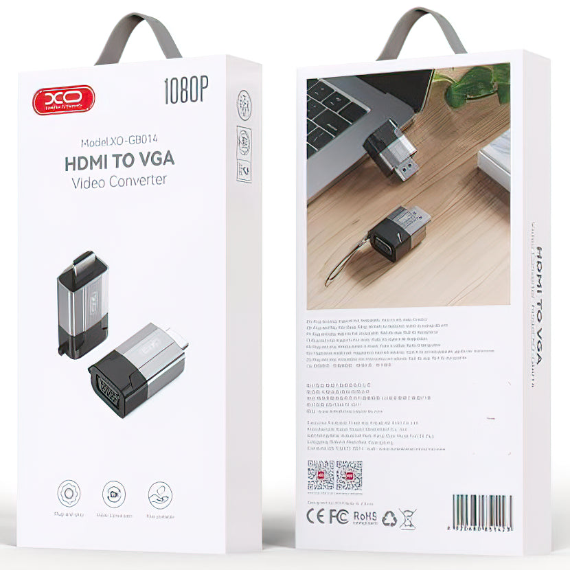 Видеоадаптер XO Design GB014, HDMI - VGA, сив