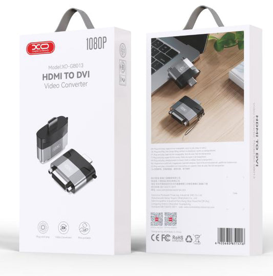 Видео адаптер XO Design GB013, HDMI - DVI, 1080P, Сив