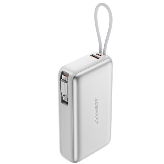 Външна батерия Acefast M34, 20000mAh, 45W, QC + PD, 1 x USB-A - 2 x USB-C, Сребриста
