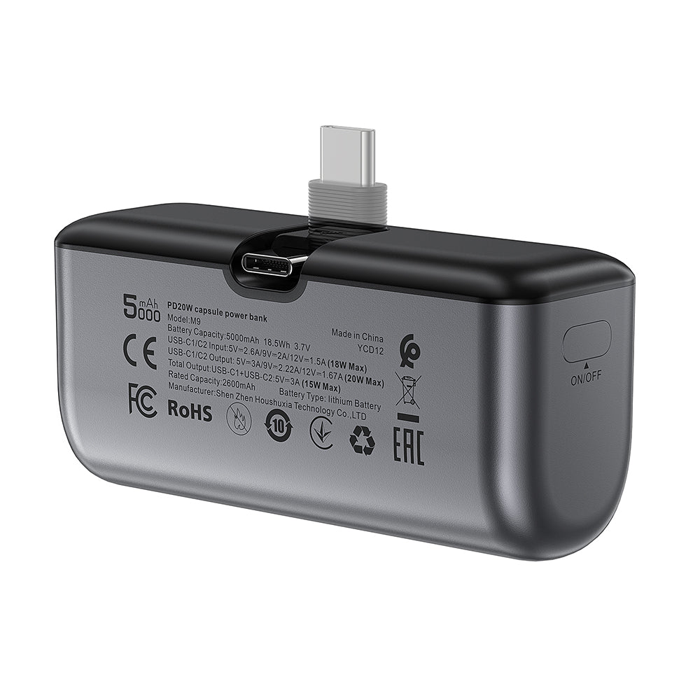Външна батерия Acefast M9, 5000mAh, 20W, PD, 2 x USB-C, Черна