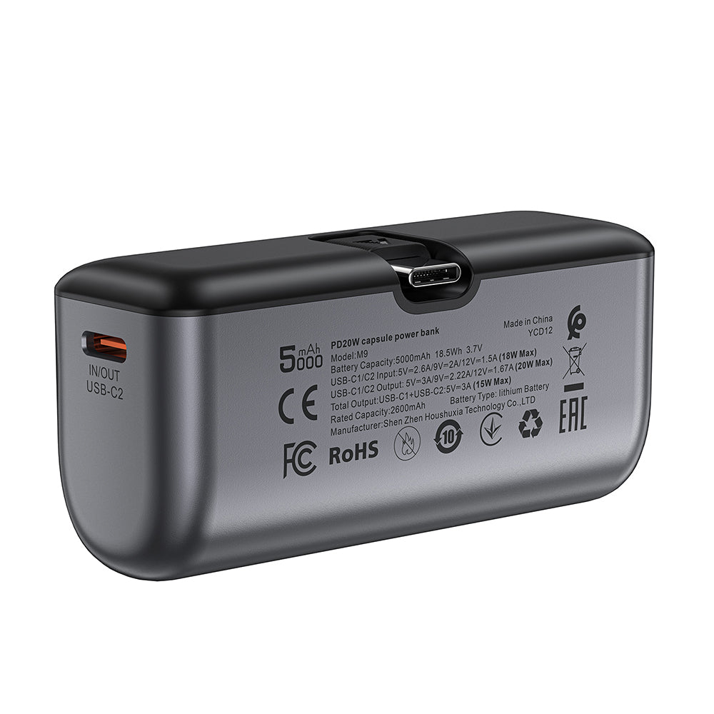 Външна батерия Acefast M9, 5000mAh, 20W, PD, 2 x USB-C, Черна