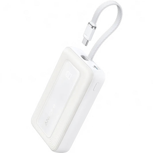 Външна батерия Anker Zolo, 10000mAh, 30W, QC + PD, 1 x USB-A - 2 x USB-C, бяла A1688H21