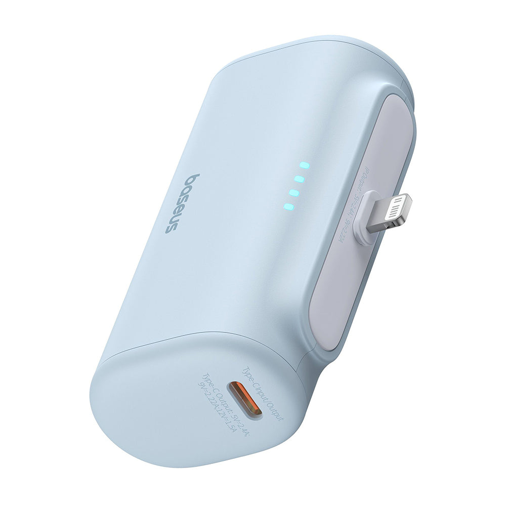 Външна батерия Baseus Compact, 5000mAh, 20W, PD, 1 x Lightning - 1 x USB-C, Синя P10068307313-00