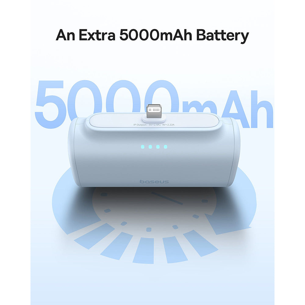 Външна батерия Baseus Compact, 5000mAh, 20W, PD, 1 x Lightning - 1 x USB-C, Синя P10068307313-00
