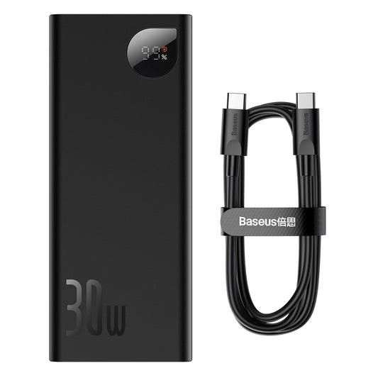 Външна батерия Baseus Adaman, 20000mAh, 30W, QC + PD, 1 x USB-C - 2 x USB-A, черна PPAD030001 PPAD030001