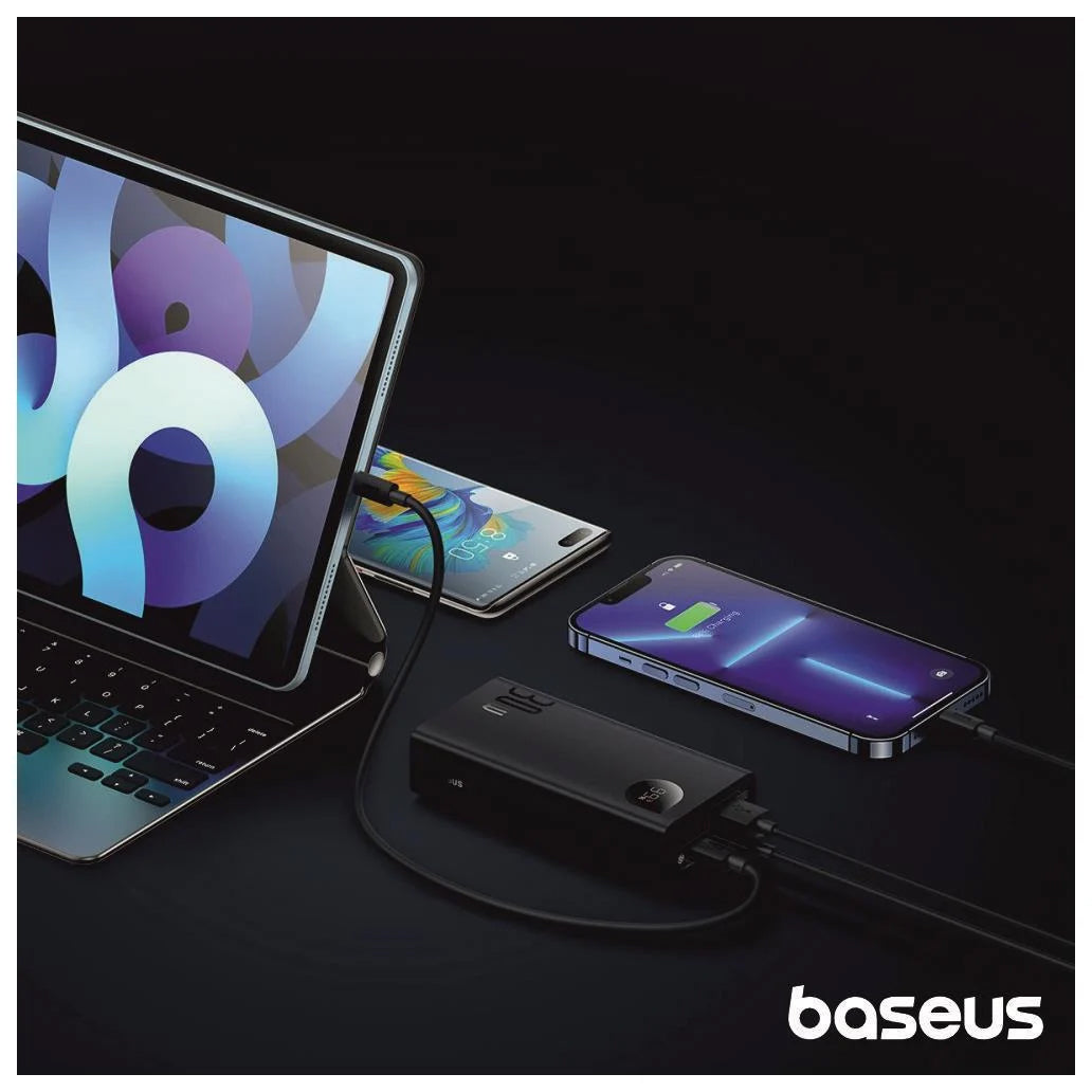 Baseus Adaman2 External Battery, 10000mAh, 30W, QC + PD, 1 x USB-C - 2 x USB-A, Black PPAD040101