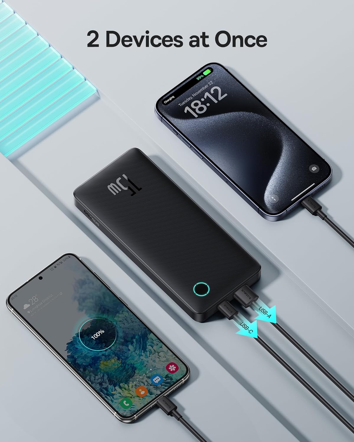 Външна батерия Baseus Airpow Lite, 10000mAh, 15W, 1 x USB-A - 1 x USB-C, черна P10067500123-00
