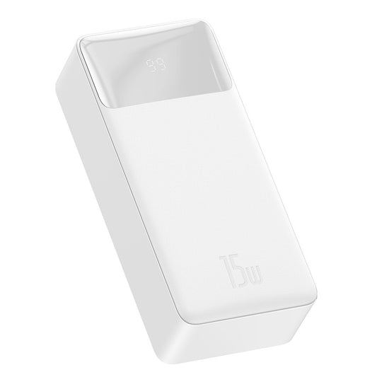 Външна батерия Baseus Bipow, 30000mAh, 15W, 1 x USB-C - 2 x USB-A, Бяла PPBD050202