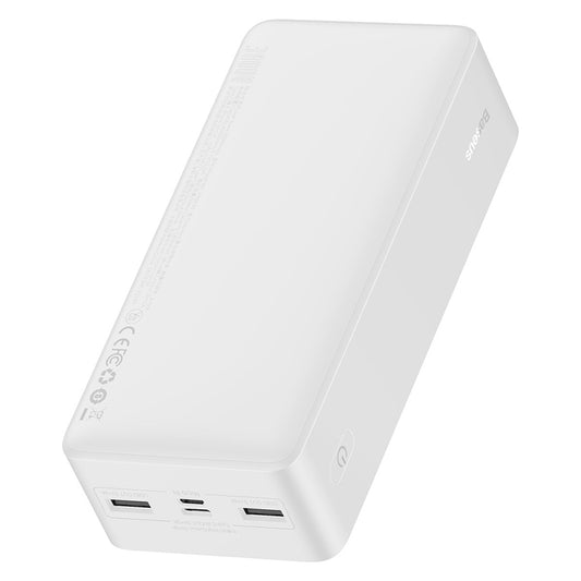 Външна батерия Baseus Bipow, 30000mAh, 15W, 1 x USB-C - 2 x USB-A, Бяла PPBD050202