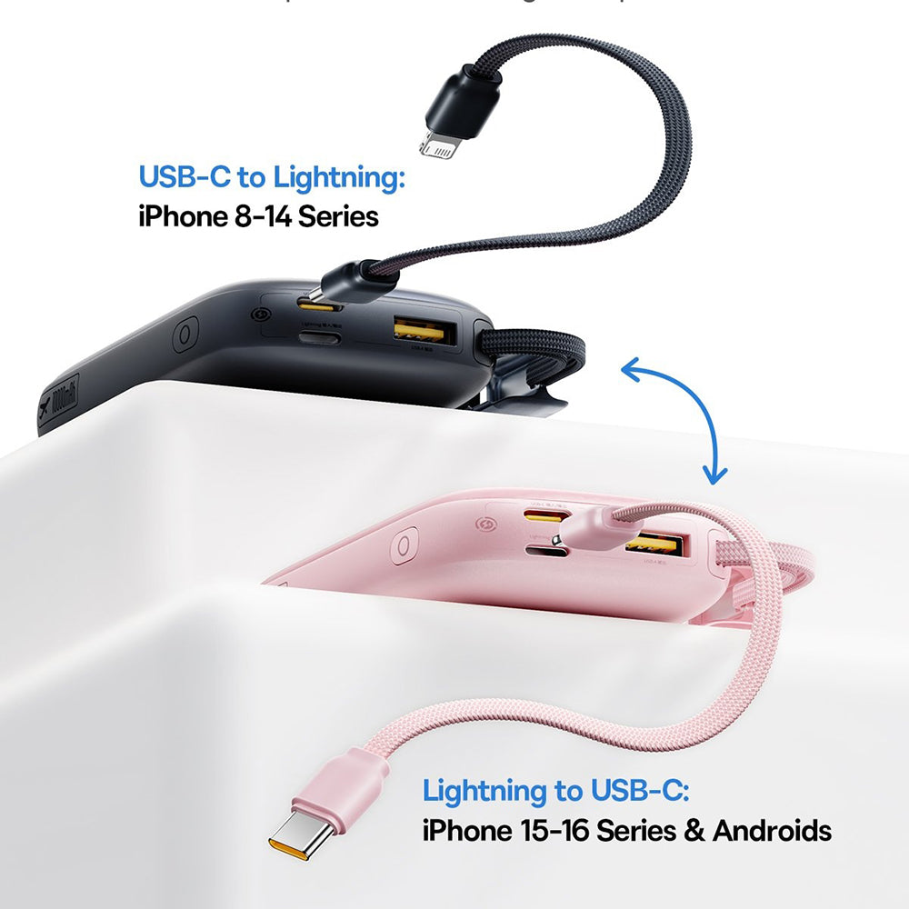 Външна батерия Baseus EnerFill FC21 Qpow 3 Ultra, 10000mAh, 45W, QC + PD, 1 x USB-A - 1 x USB-C, Розов E0027Q02