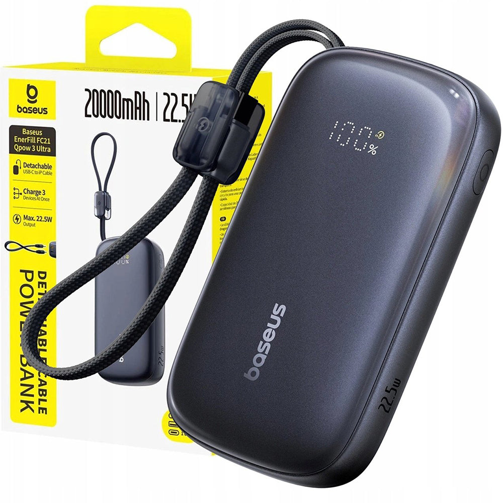 Външна батерия Baseus EnerFill FC21 Qpow 3 Ultra, 20000mAh, 22.5W, QC + PD, 1 x USB-A - 1 x USB-C, Черна E0027M00