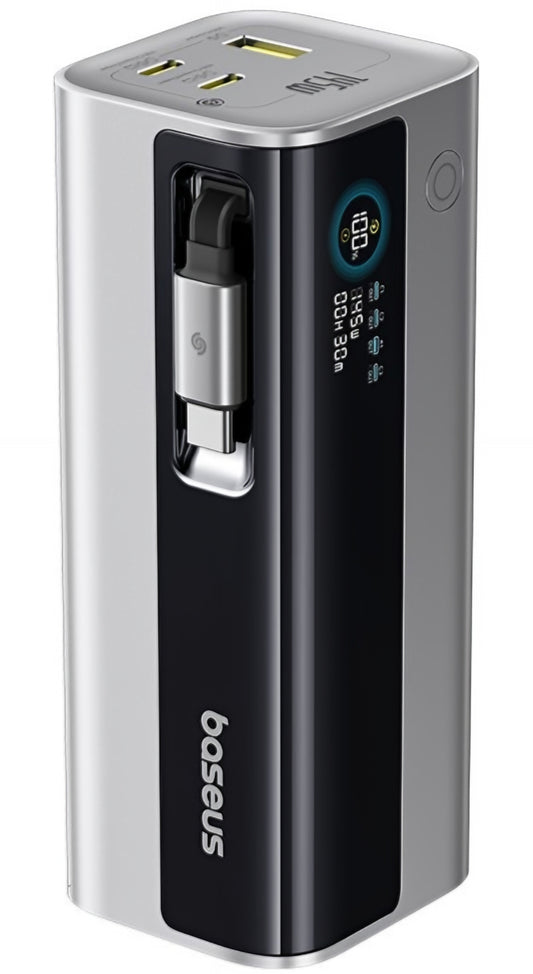 Външна батерия Baseus EnerGeek GR11, 20000mAh, 145W, QC + PD, 1 x USB-A - 3 x USB-C, Сребриста E0027B02
