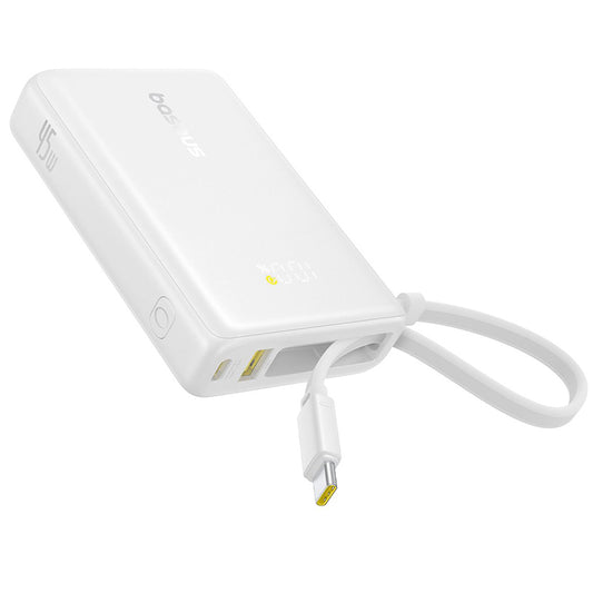 Външна батерия Baseus PicoGo, 10000mAh, 45W, QC + PD, 1 x USB-A - 2 x USB-C, Бяла P10076803213-00