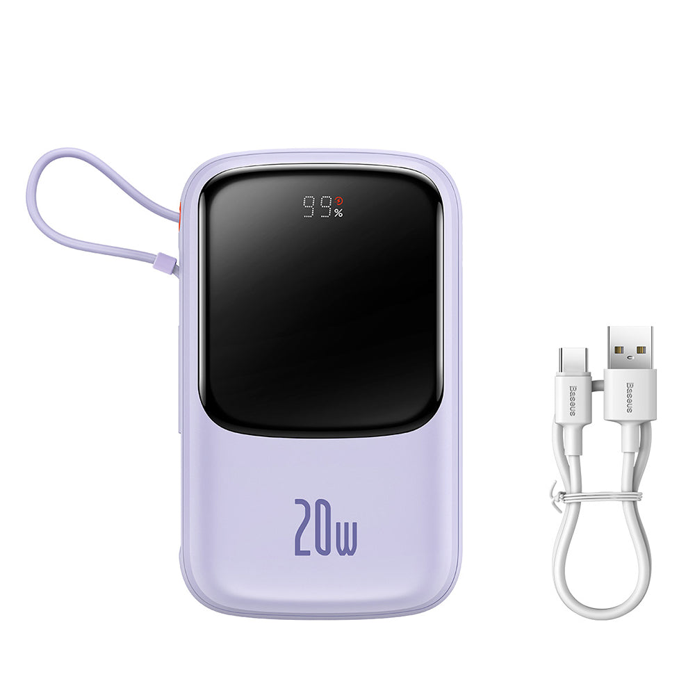Външна батерия Baseus Qpow Pro, 20000mAh, 20W, QC + PD, 1 x Lightning - 1 x USB-A - 1 x USB-C, Лилав PPQD030005