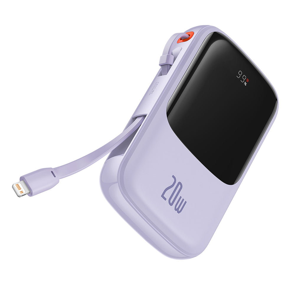 Външна батерия Baseus Qpow Pro, 20000mAh, 20W, QC + PD, 1 x Lightning - 1 x USB-A - 1 x USB-C, Лилав PPQD030005
