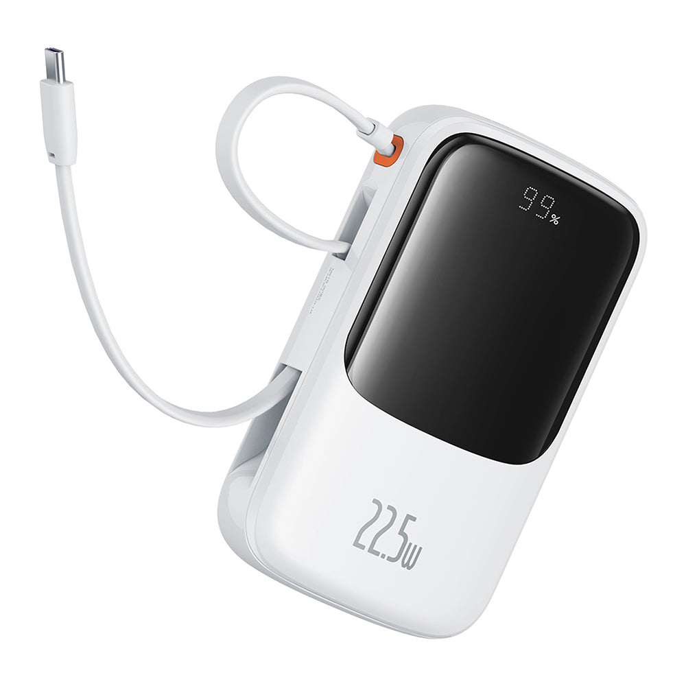 Външна батерия Baseus Qpow Pro+, 10000mAh, 22.5W, QC + PD, 1 x USB-A - 2 x USB-C, Бяла P10067101213-00