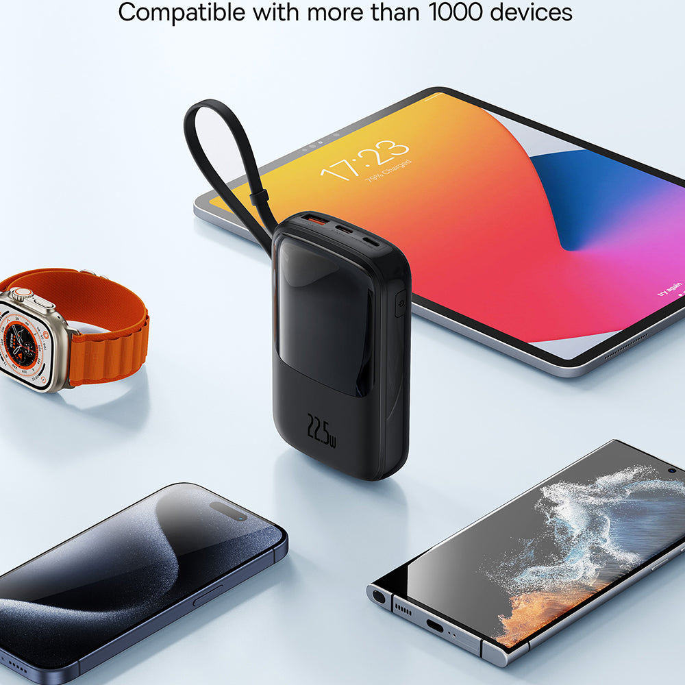 Външна батерия Baseus Qpow Pro+, 10000mAh, 22.5W, QC + PD, 1 x USB-A - 2 x USB-C, Черна P10067101113-00