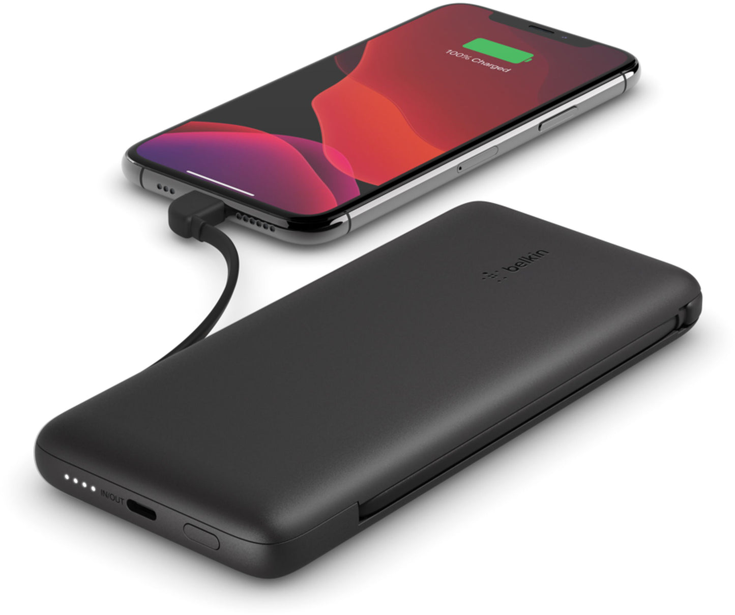 Външна батерия Belkin BoostCharge Plus, 10000mAh, 23W, QC + PD, 1 x Lightning - 2 x USB-C, Черна BPB006btBLK