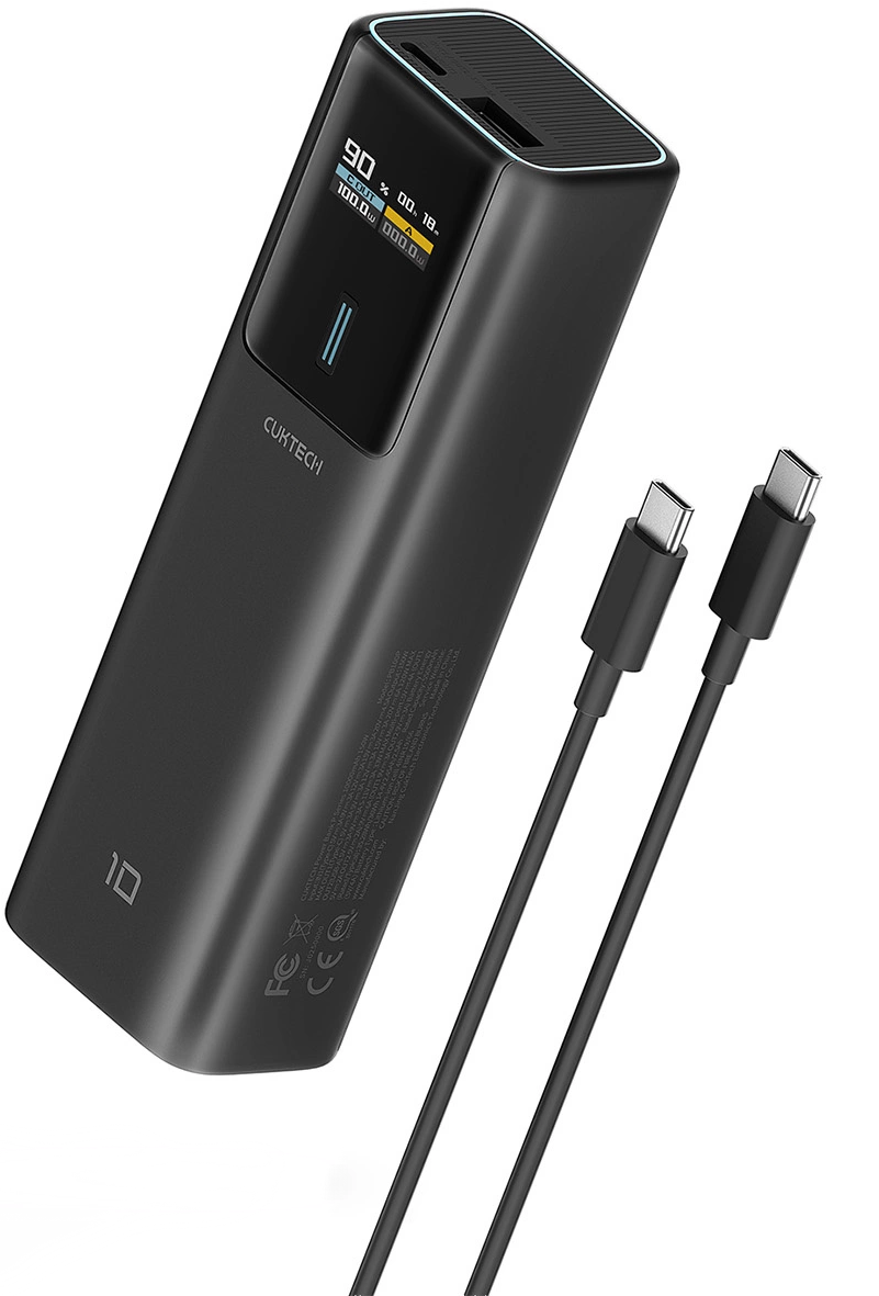 Външна батерия Cuktech, 10000mAh, 150W, QC + PD, 1 x USB-A - 1 x USB-C, Черна CKPB100PGLBL