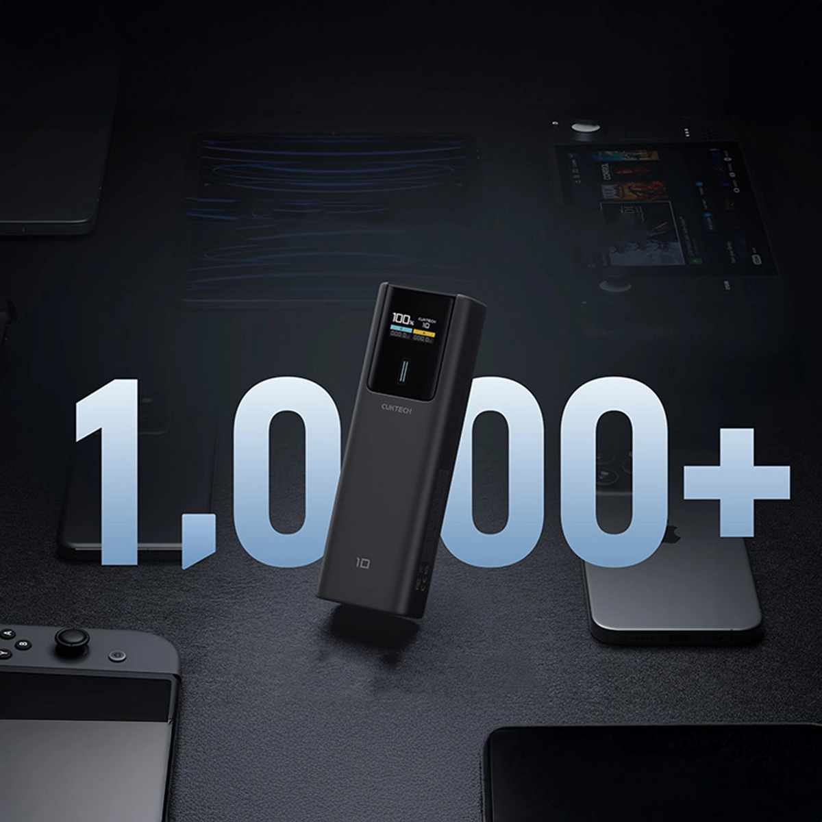 Външна батерия Cuktech, 10000mAh, 150W, QC + PD, 1 x USB-A - 1 x USB-C, Черна CKPB100PGLBL