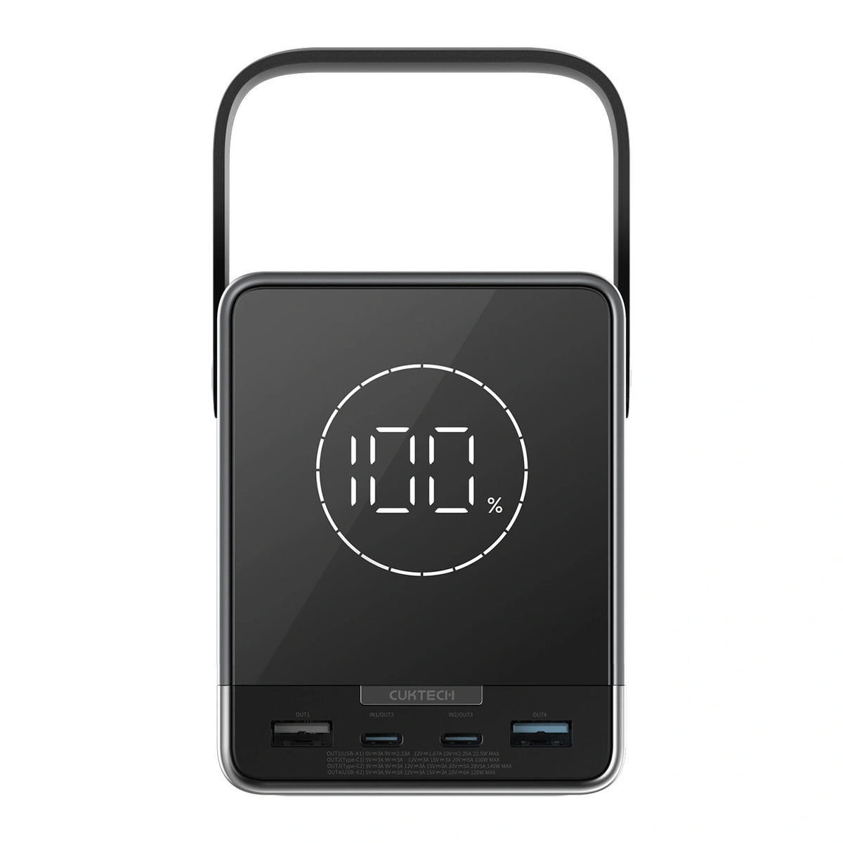 Външна батерия Cuktech, 40000mAh, 300W, QC + PD + FQI, 1 x QI - 2 x USB-A - 2 x USB-C, Черна CUKP01CTEUSL