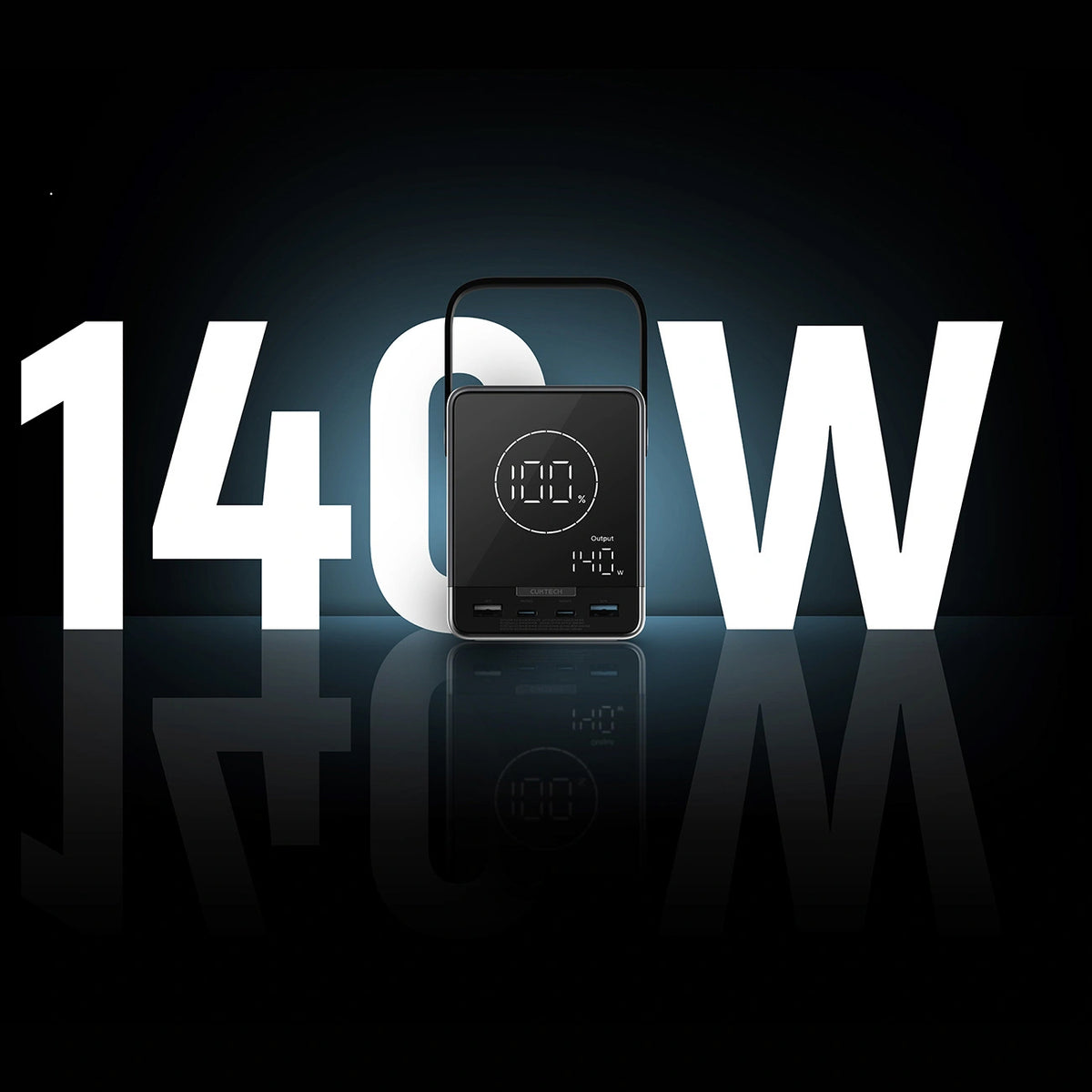 Външна батерия Cuktech, 40000mAh, 300W, QC + PD + FQI, 1 x QI - 2 x USB-A - 2 x USB-C, Черна CUKP01CTEUSL
