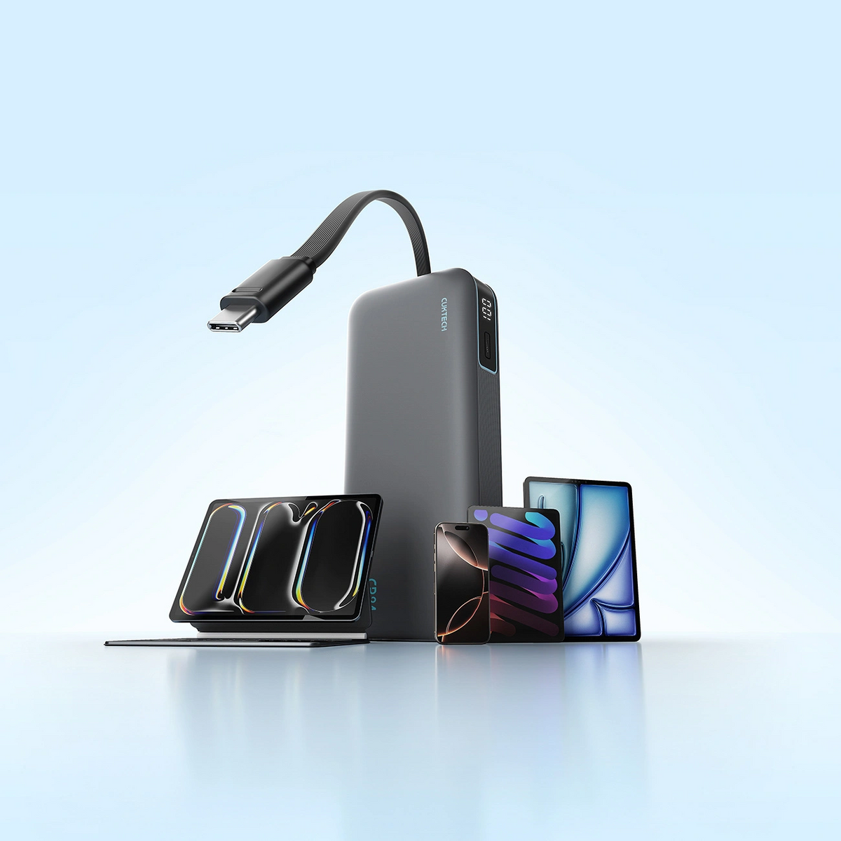 Външна батерия Cuktech LPB200N, 20000mAh, 40W, QC + PD, 1 x USB-A - 2 x USB-C, Черна CUKL200NMXGR