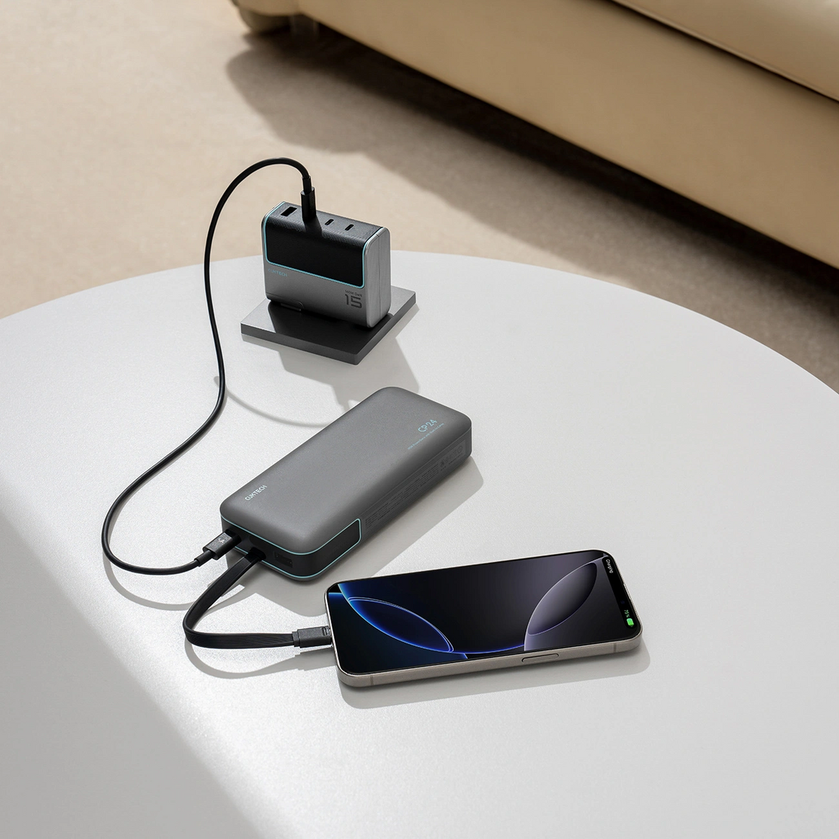 Външна батерия Cuktech LPB200N, 20000mAh, 40W, QC + PD, 1 x USB-A - 2 x USB-C, Черна CUKL200NMXGR