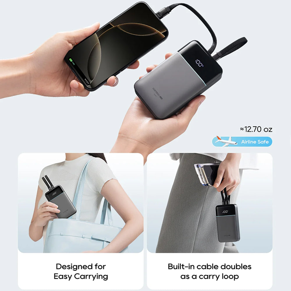 Външна батерия Cuktech LPB200NL, 20000mAh, 40W, QC + PD, 1 x Lightning - 1 x USB-A - 2 x USB-C, Сив CKB200NLGLGY