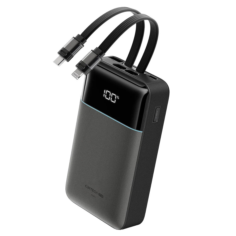 Външна батерия Cuktech LPB200NL, 20000mAh, 40W, QC + PD, 1 x Lightning - 1 x USB-A - 2 x USB-C, Сив CKB200NLGLGY