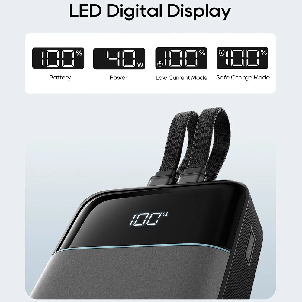 Външна батерия Cuktech LPB200NL, 20000mAh, 40W, QC + PD, 1 x Lightning - 1 x USB-A - 2 x USB-C, Сив CKB200NLGLGY