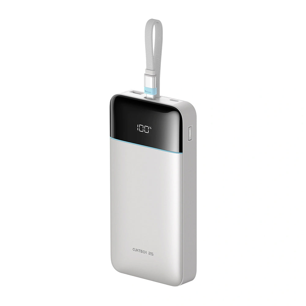 Външна батерия Cuktech LPB252N, 25000 mAh, 120 W, QC + PD, 1 x USB-A – 2 x USB-C, бяла