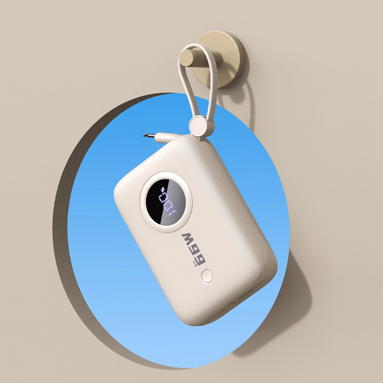 Външна батерия Dudao K14, 10000mAh, 22.5W, QC + PD, 1 x Lightning - 1 x USB-A - 2 x USB-C, Бежов