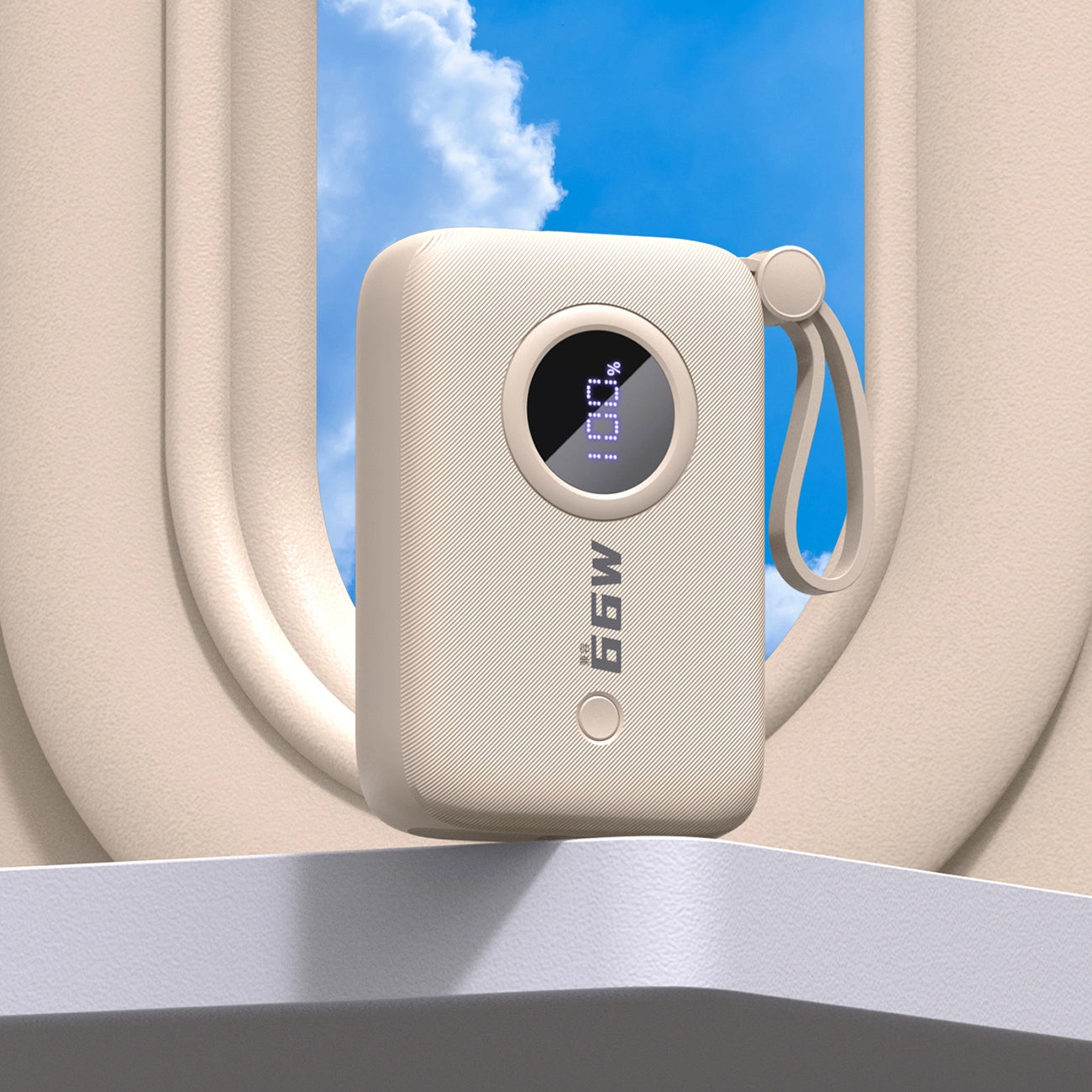 Външна батерия Dudao K14, 10000mAh, 22.5W, QC + PD, 1 x Lightning - 1 x USB-A - 2 x USB-C, Бежов
