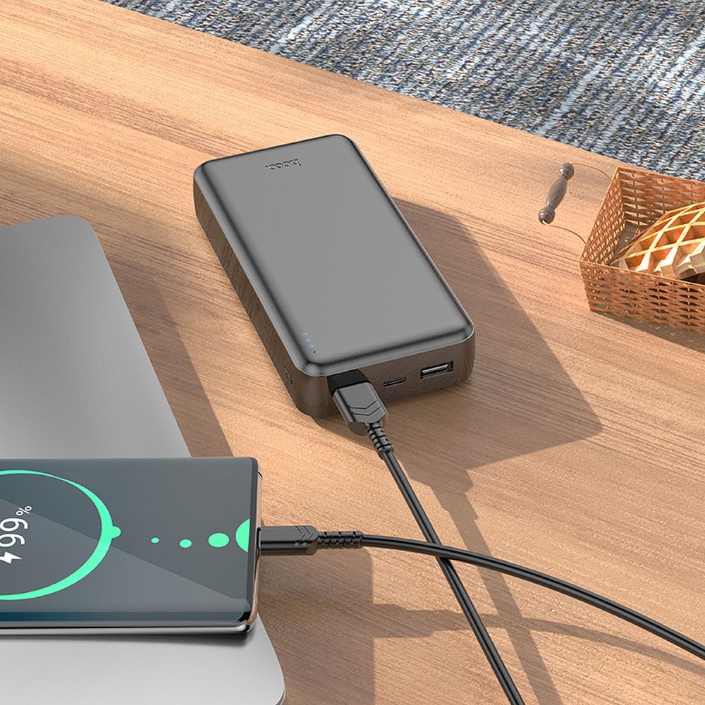 Външна батерия HOCO J100A, 20000mAh, 10W, 2 x USB-A, Черна