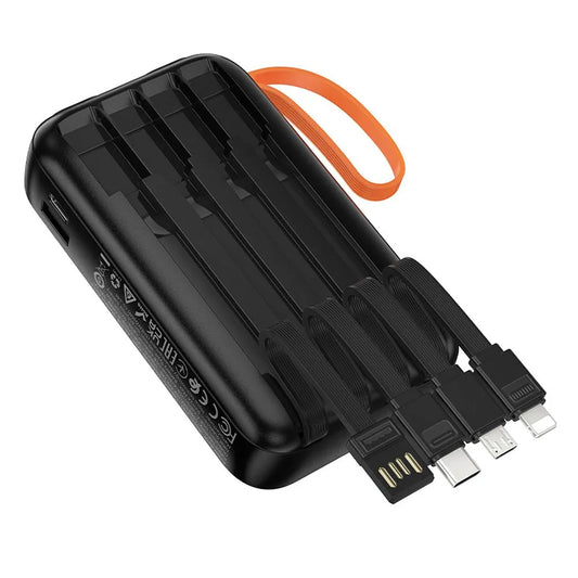 Външна батерия HOCO J151, 10000mAh, 10W, 1 x Lightning - 1 x microUSB - 1 x USB-A - 1 x USB-C, Черна