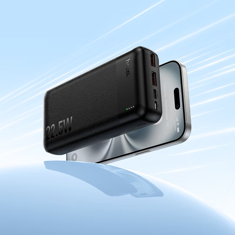 HOCO J159A Essence Power Bank, 20000mAh, 22.5W, QC + PD, 1 x USB-C - 2 x USB-A, Black
