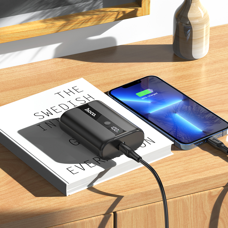 HOCO Q3 Pro External Battery, 10000mAh, 22.5W, QC + PD, 1 x USB-A - 1 x USB-C, Black
