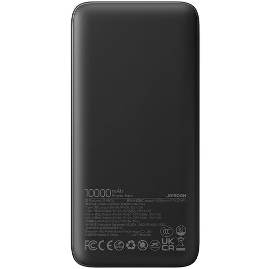 Външна батерия Joyroom JR-PBF15, 10000mAh, 22,5W, QC + PD, 1 x USB-C - 2 x USB-A, черна