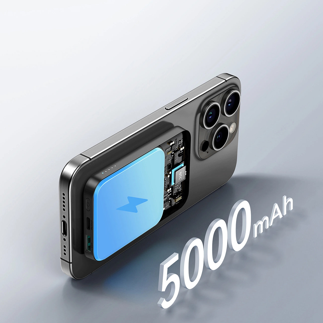 Външна батерия Wireless Joyroom JR-W020 Mini, 5000mAh, 20W, QC + PD + FQI, 1 x QI - 1 x USB-A - 1 x USB-C, Черна