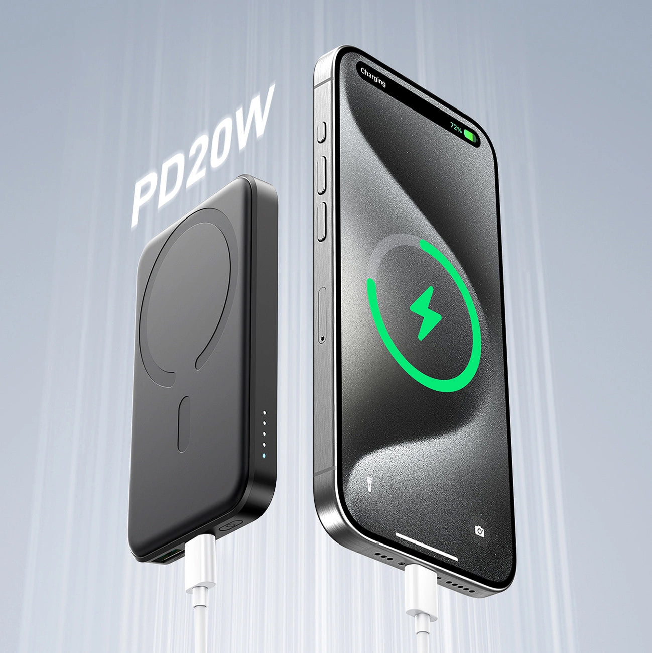 Външна батерия Wireless Joyroom JR-W020 Mini, 5000mAh, 20W, QC + PD + FQI, 1 x QI - 1 x USB-A - 1 x USB-C, Черна