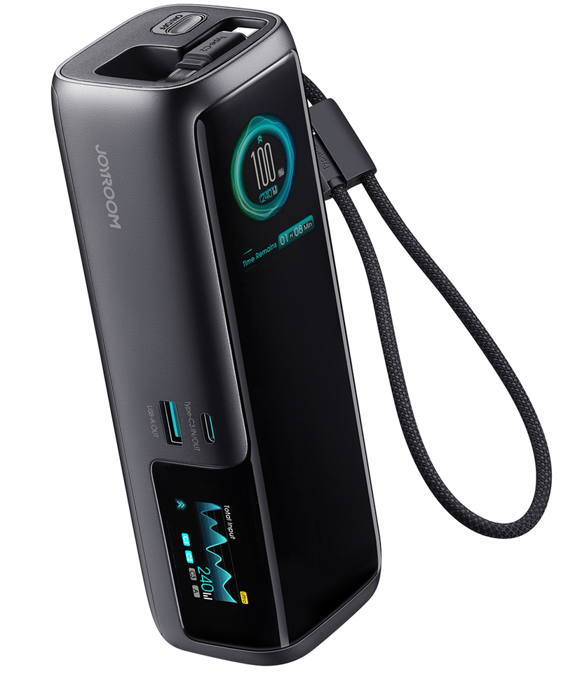 Външна батерия Joyroom PODIX PR70, 25000mAh, 240W, QC + PD, 1 x USB-A - 3 x USB-C, черна