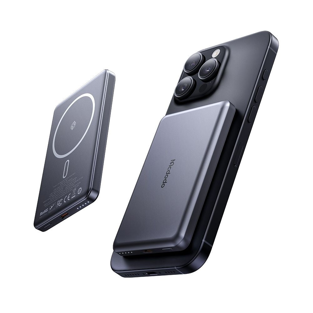 Външна безжична батерия McDodo MC-4641 Meta, 5000mAh, 20W, PD + FQI, 1 x QI - 1 x USB-C, Черна