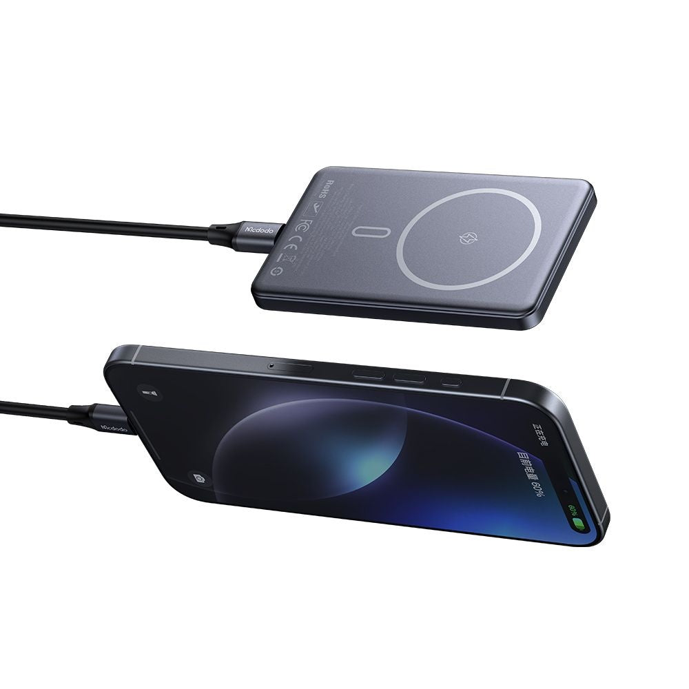 Външна безжична батерия McDodo MC-4641 Meta, 5000mAh, 20W, PD + FQI, 1 x QI - 1 x USB-C, Черна