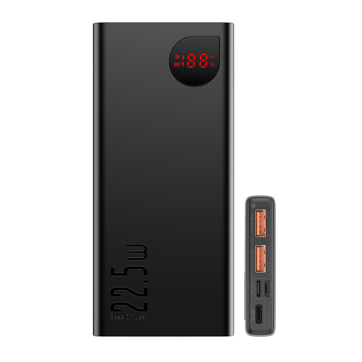 Външна батерия Baseus Adaman, 10000mAh, 22.5W, QC + PD, 1 x USB-C - 2 x USB-A, Черна PPAD070001
